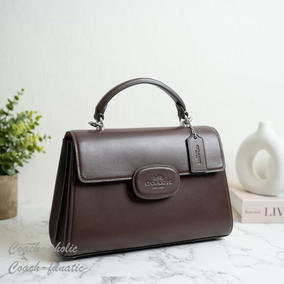 NWT Coach CT852 Eliza Top Handle Bag Leather Crossbody in Silver/Maple - Picture 10 of 12